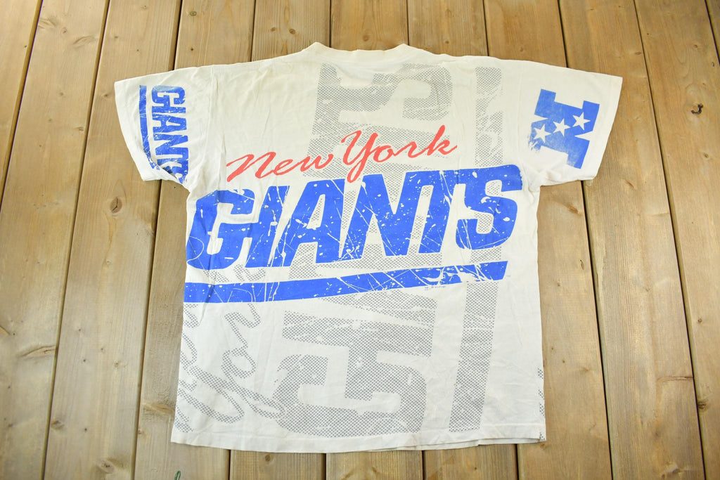 Vintage 1992 New York Giants All Over Print NFL Graphic T-Shirt Men's Large