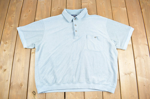 Vintage 1990s Essential Blues Knit Polo Shirt / 80s / Grandma Sweater / Short Sleeve / Streetwear / Vintage Knit Polo
