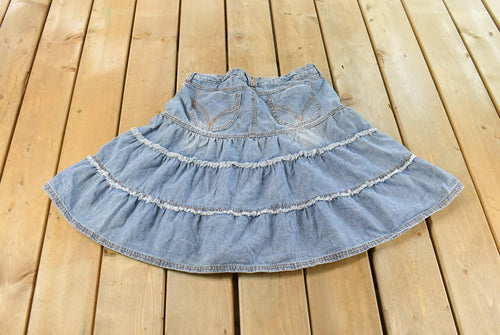 Vintage Y2K Yonique Denim Ruffled Mini Skirt Women's 27 / 90s Streetwear / Vintage Denim Skirt / Summer Wear / Jean Skirt / Jorts