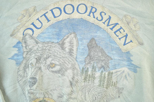 Vintage 1990s Fieldmaster Outdoorsman Crew Neck Wolf Sweatshirt Made In USA Mens XL