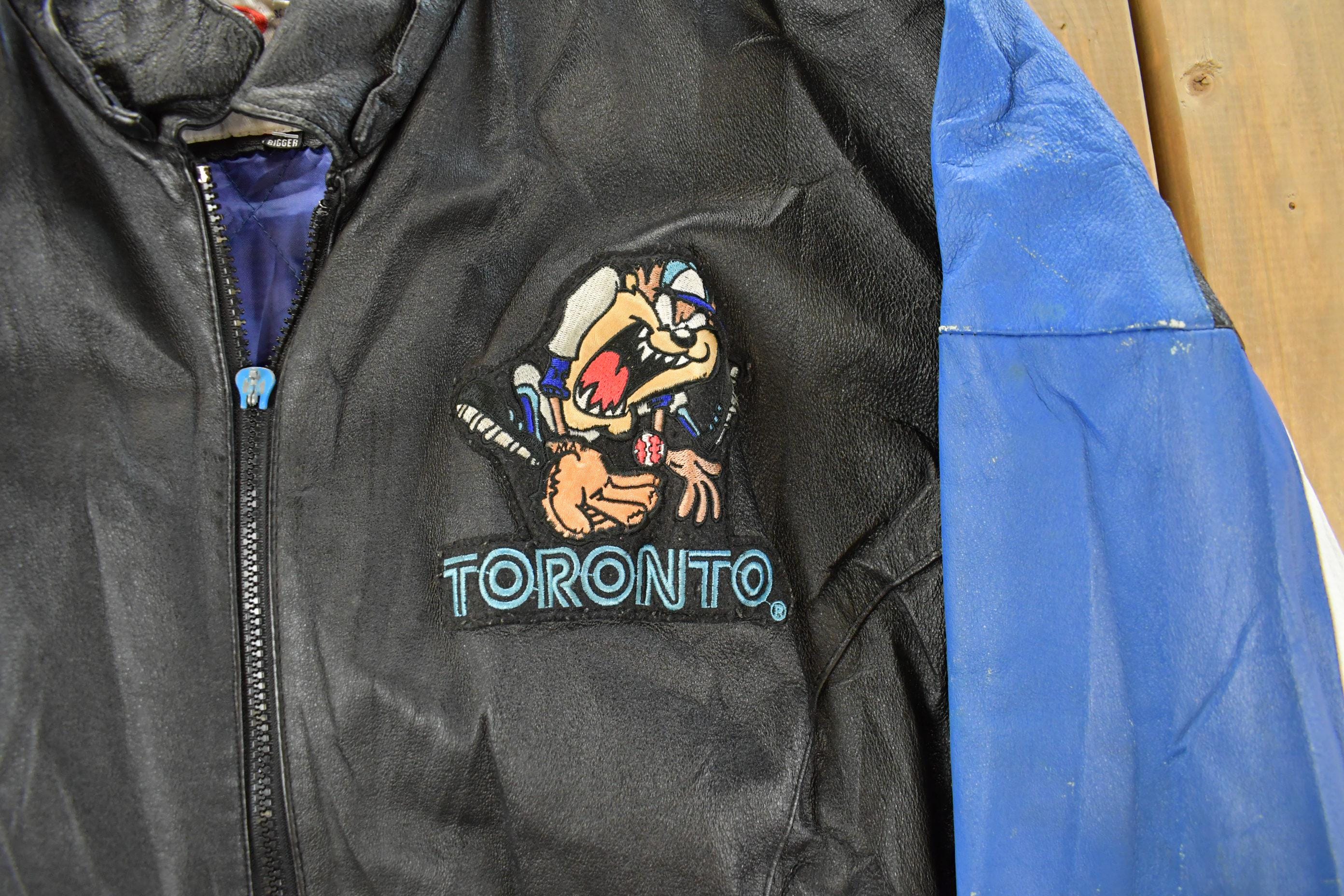 Vintage 1990s Toronto Blue Jays Looney Tunes Leather Jacket Men's Large