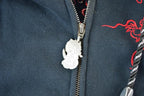 Vintage 1990s Kanji Jeans Heavyweight Dragon EMbroidered Full Zip 5X Hip Hop Hoodie Made In USA