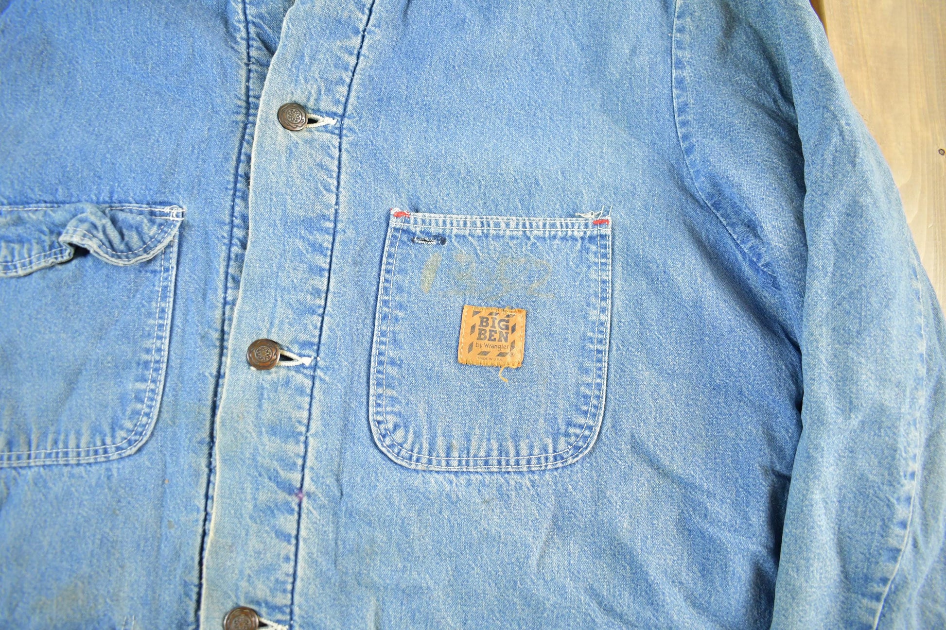 Vintage 1980s Big Mac Blanket Lined Denim Chore Coat Men's Large