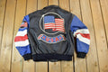 Vintage 1990s Michael Hoban American Flag Leather Patch AOP Jacket Made In USA