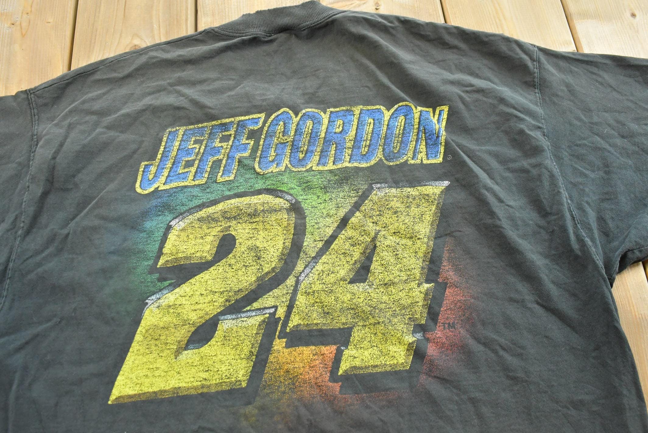 Vintage 1990s Chase Jeff Gordon Dupont NASCAR Racing Fading Distressed T-Shirt Men's L