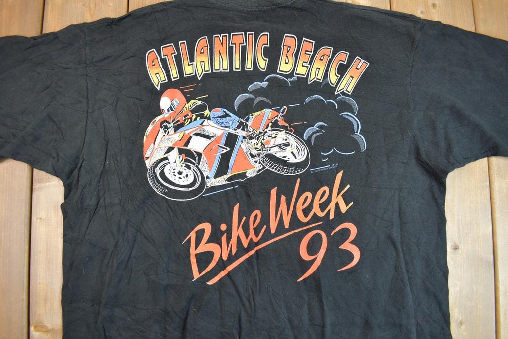 Vintage 1993 Atlantic Beach Bike Graphic T Shirt