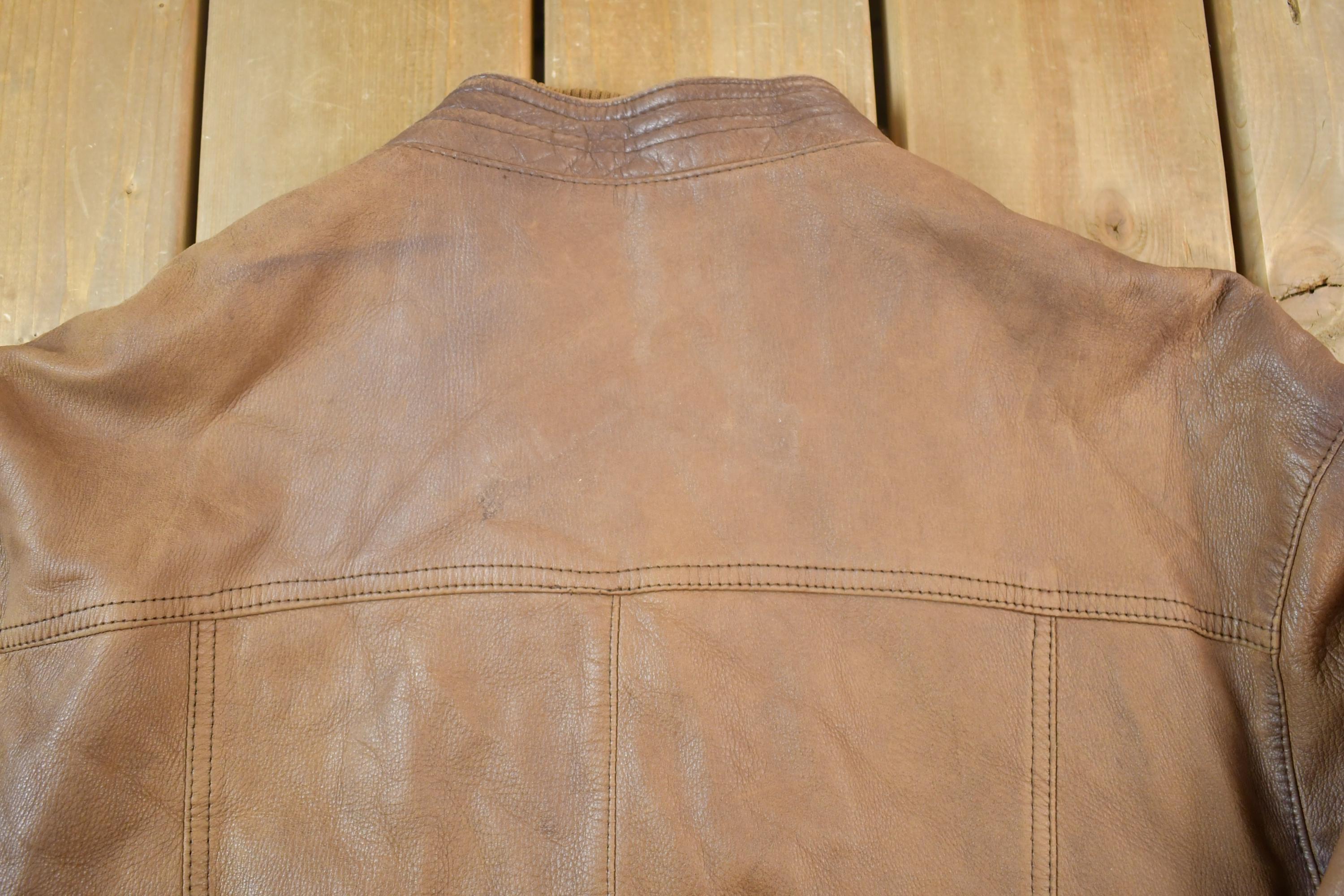 Vintage 1990s Brown Leather Casual Jacket Made In USA