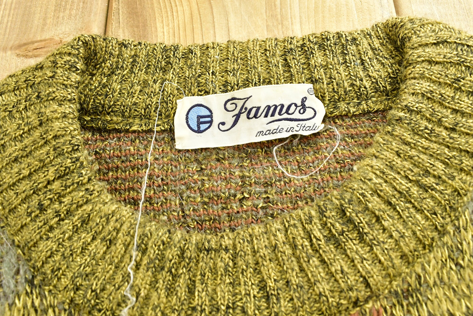 Vintage 1960s Italian Made Argyle Knit Famos Sweater