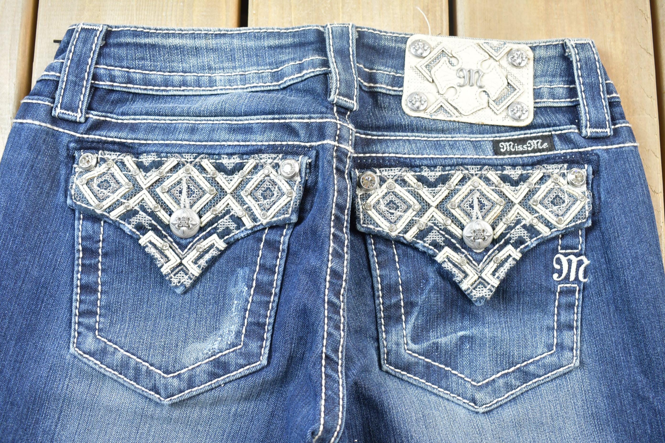 Vintage Y2K Miss Me Bedazzled Low Rise Jeans Size 26x31