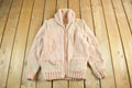 Vintage 1950s Hand-Knit Pink Zip Up Cowichan Sweater Women's Medium