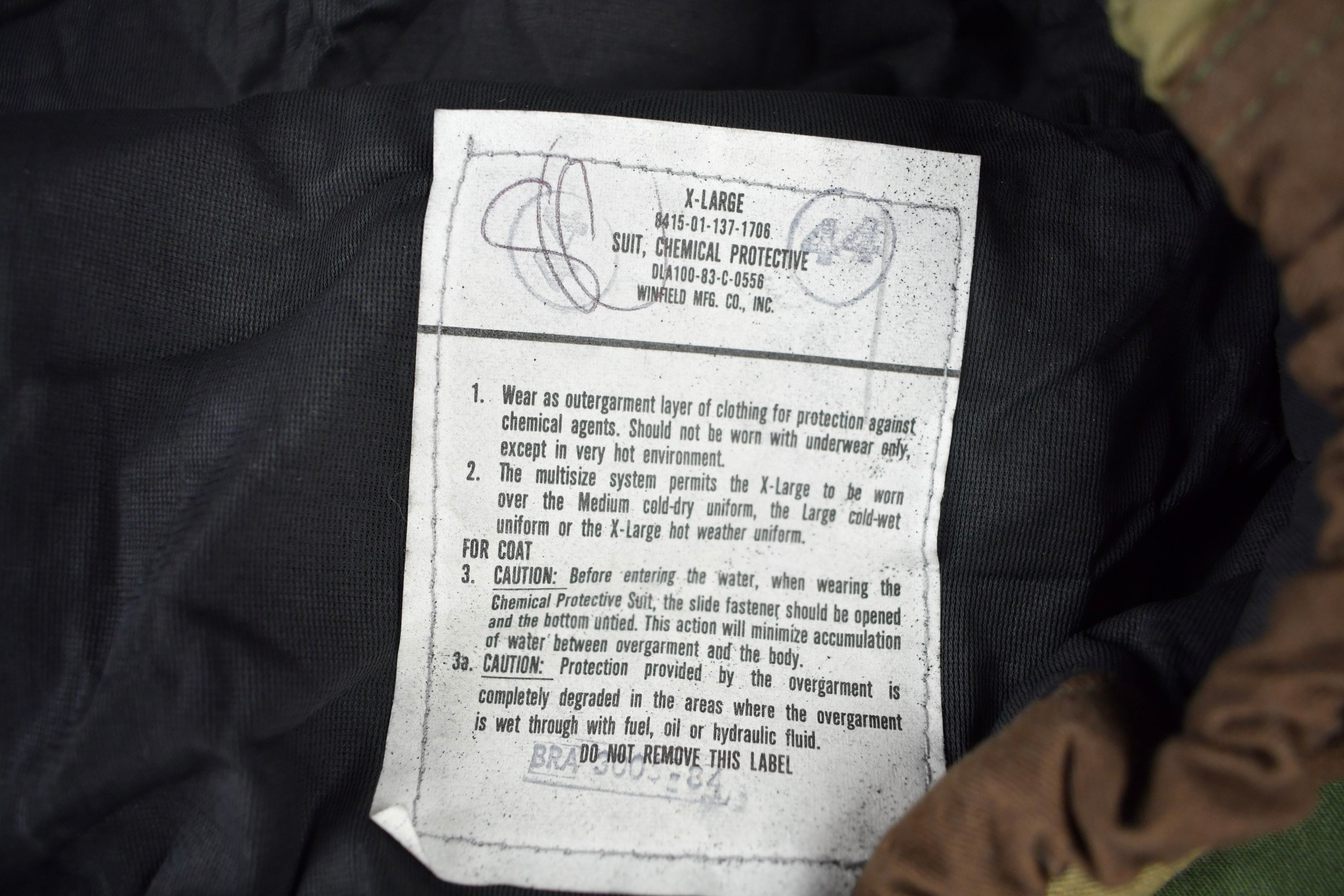 Vintage 1983 Army Military Chemical Protective Suit Jacket