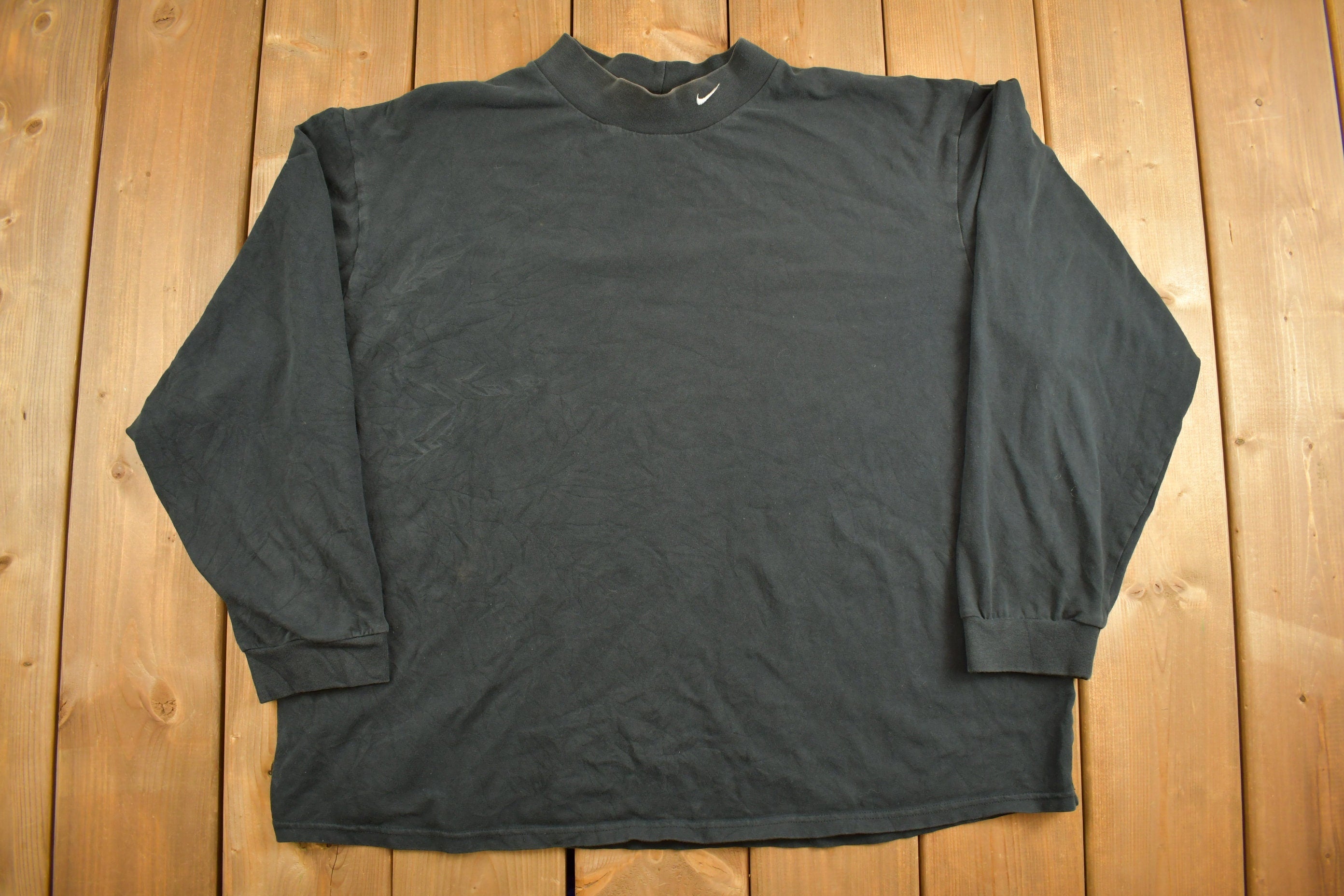 Vintage Y2K Nike Mini Swoosh Black Mock Neck Shirt