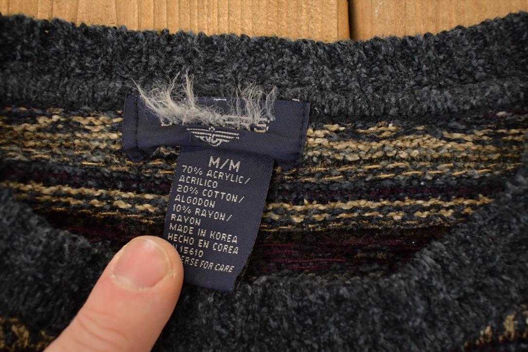 Vintage 1990s Dockers Striped Knit Crewneck Sweater Men's M / 90s Knitted Sweatshirt / Vintage Preppy Knits