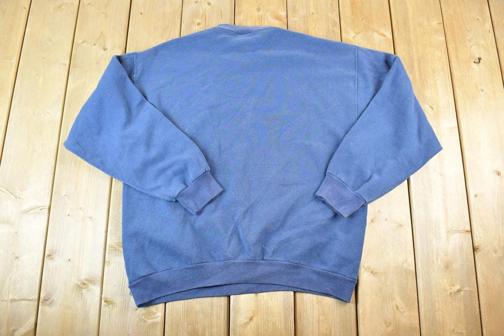 Vintage 1990s Tee Jays Blank Navy Crewneck Sweatshirt Made In USA