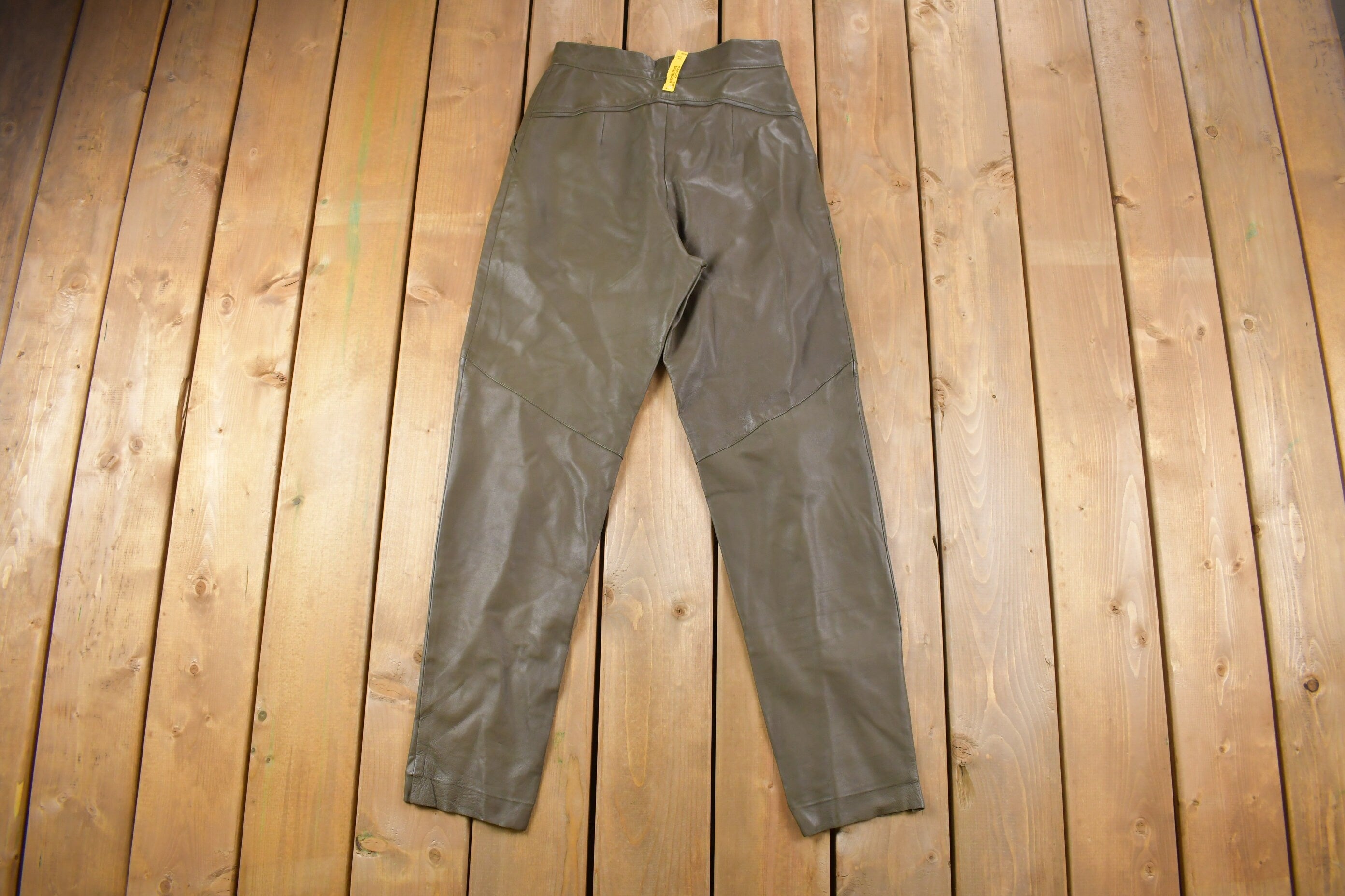 Vintage 1990's Women's High Waist Brown Leather Pants Size 26 x 30