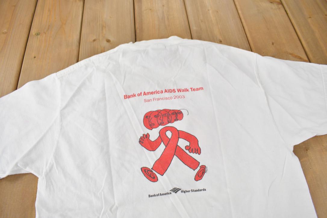 Vintage 2003 San Francisco AIDS Walk Team Graphic Art T-Shirt Size M