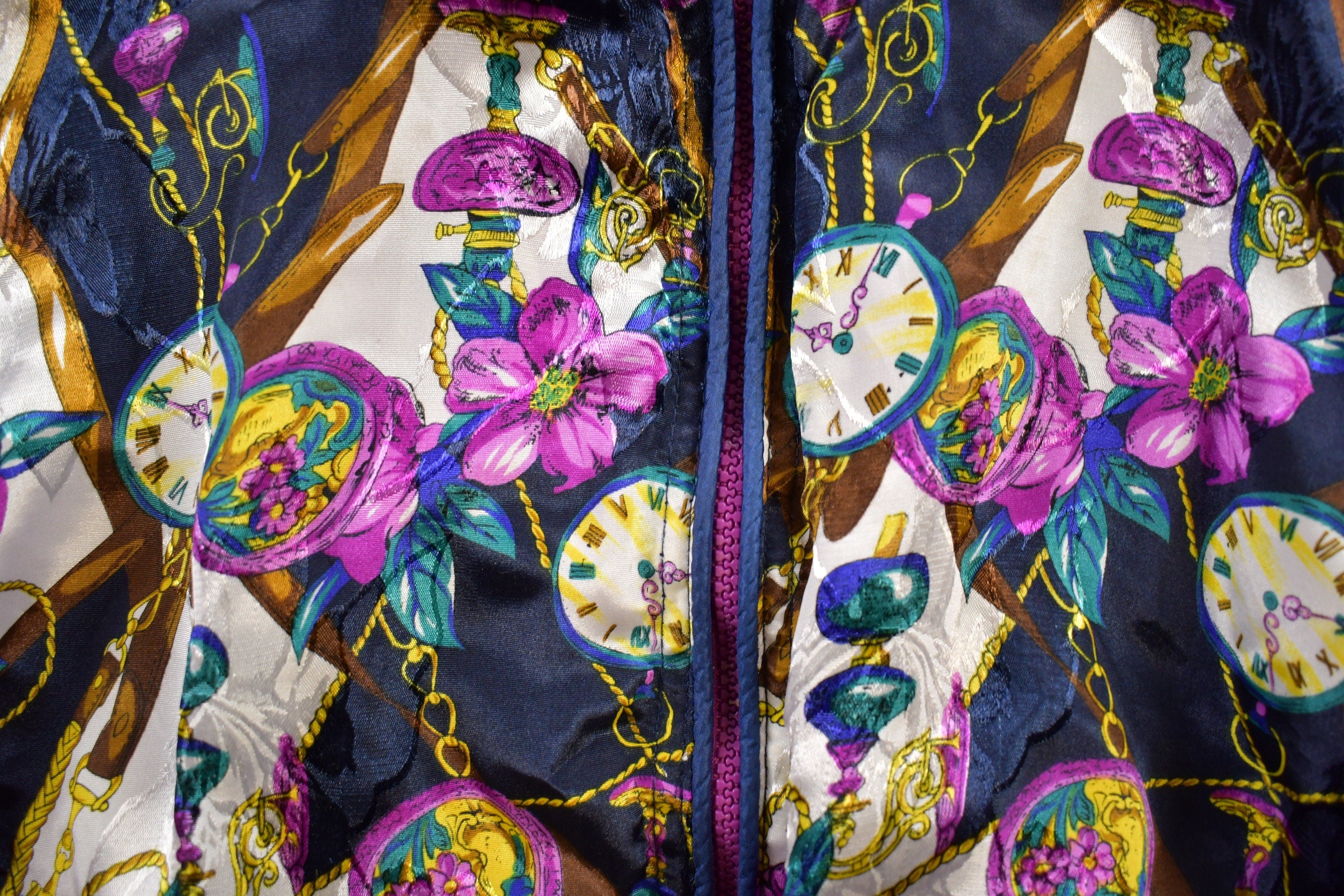 Vintage 1990s Pan Asia Abstract Clock Windbreaker