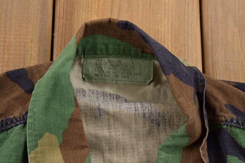 Vintage 1980s Military Army Camo Button Up Shirt