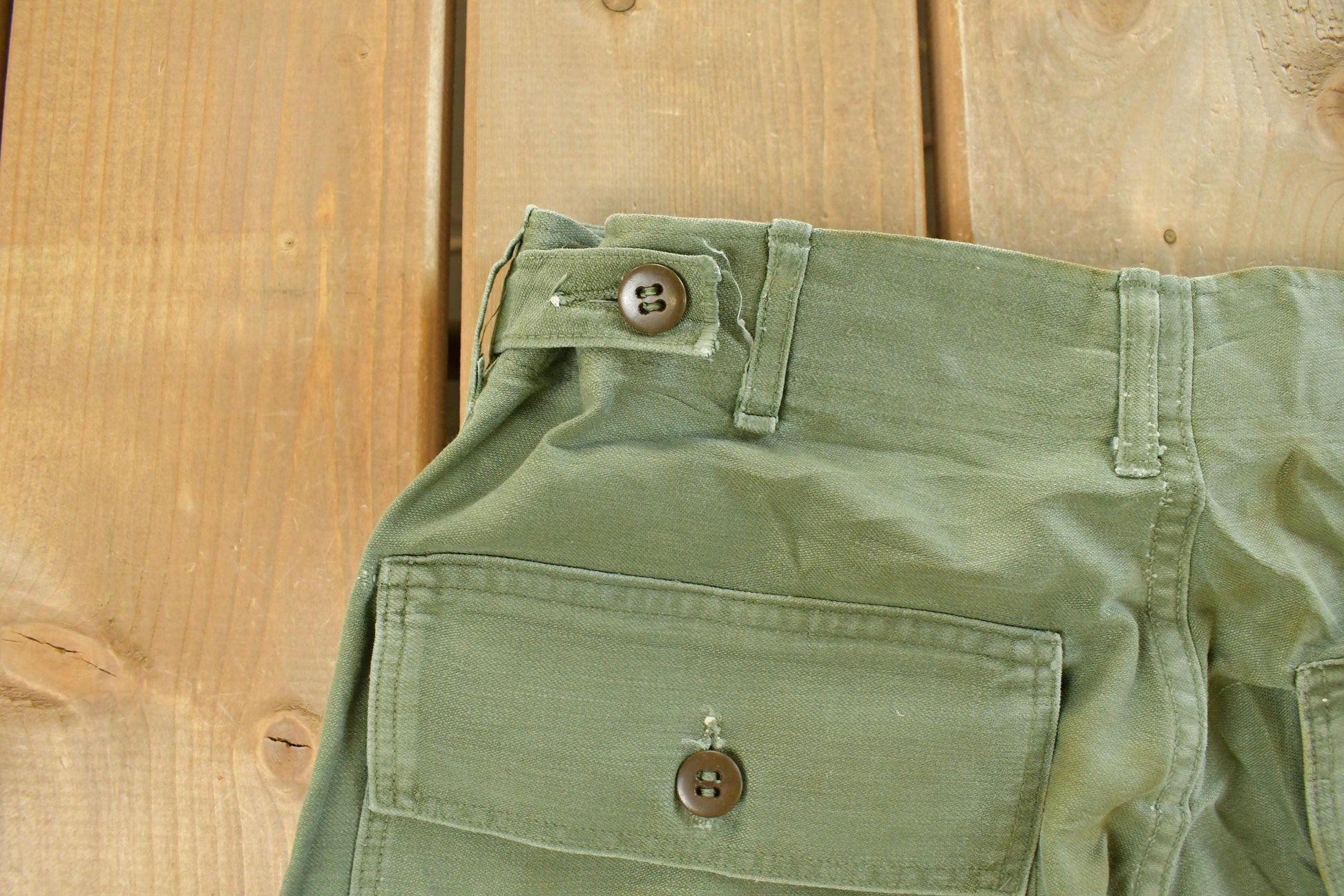 Vintage 1970s Military OG-107 Starched Sateen Fatigue Pants Men's 30 x 32