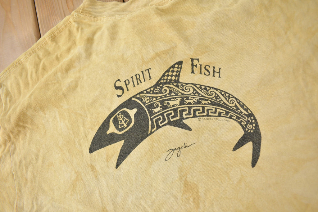 Vintage 1990s Spirit Fish Graphic T Shirt Size Medium