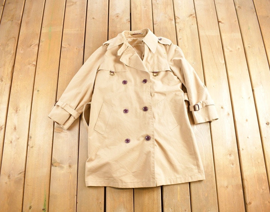 Vintage 1980s Beige Satin Trench Jacket