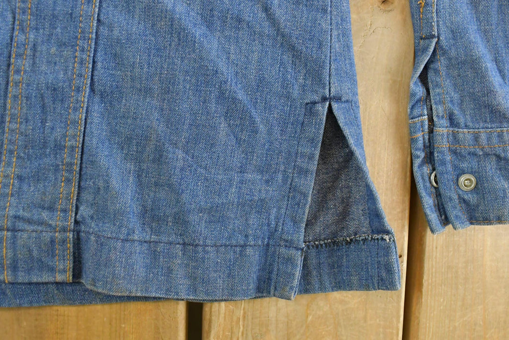 Vintage 1970s Lee Western Style Pearl Snap Button Up Denim Shirt Men's Large