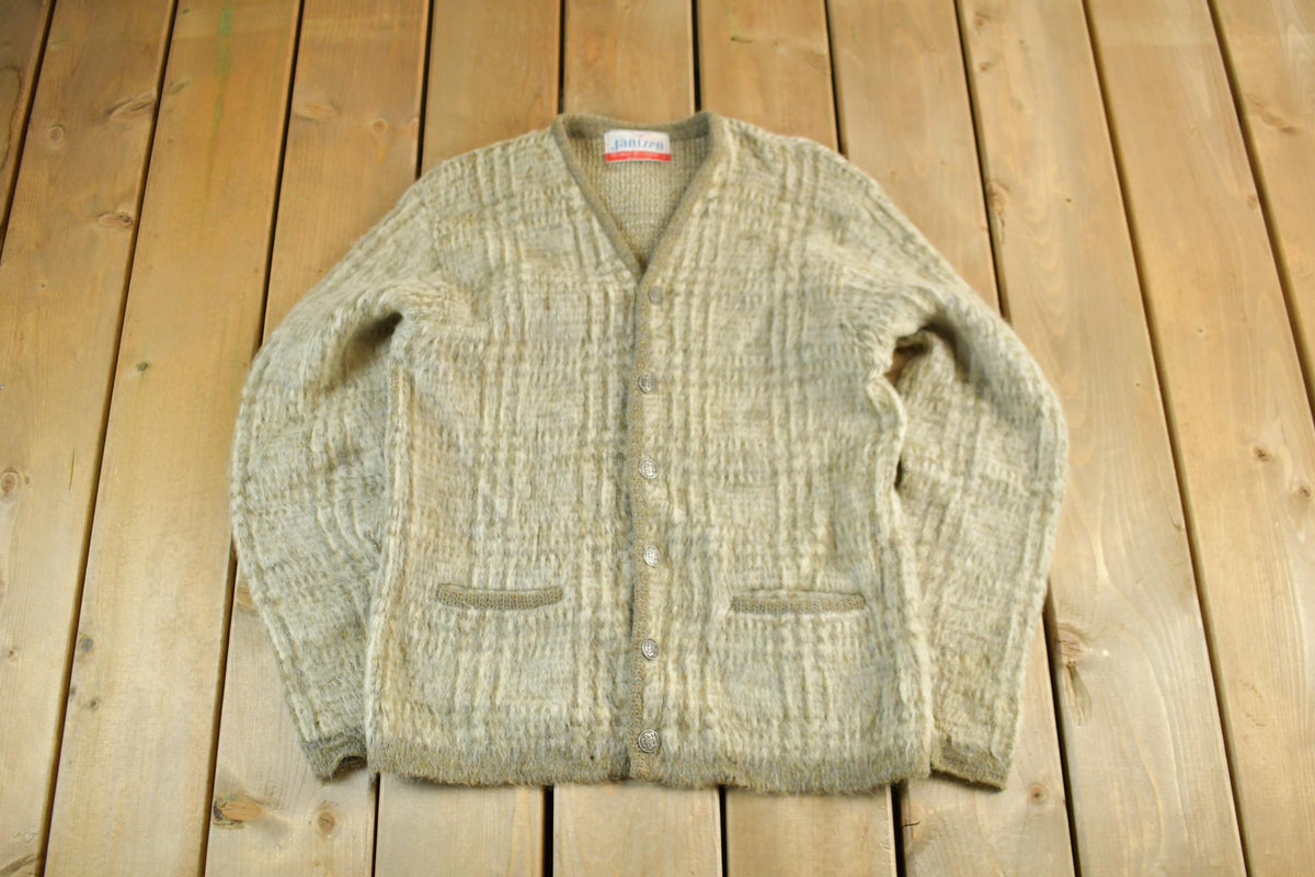 Vintage 1960s Jantzen Mohair Wool Grunge Knit Cardigan Sweater Adult Medium