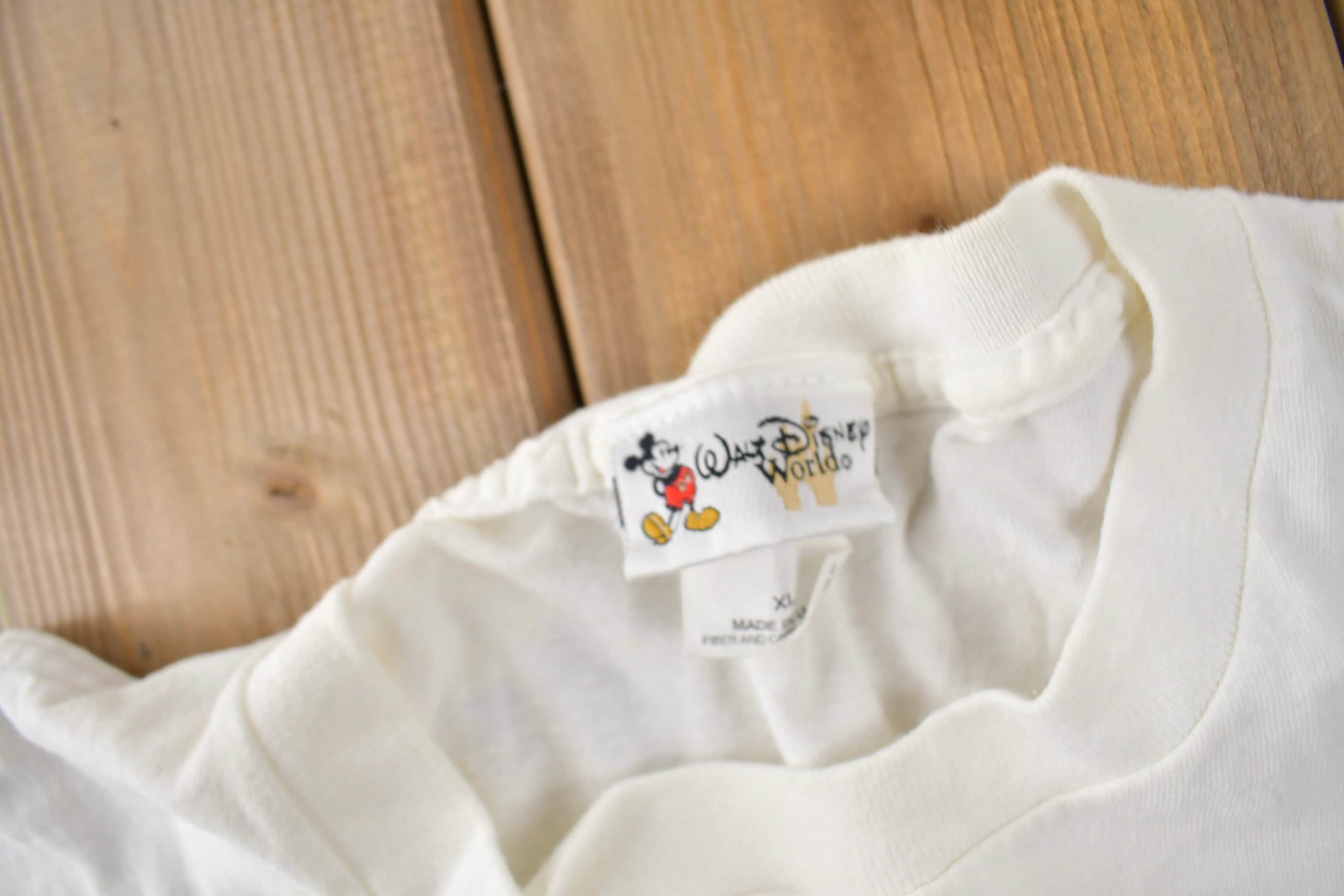 Vintage 1990s Disney Peace Love And Mickey Mouse Graphic T-Shirt Made In USA Size Xl