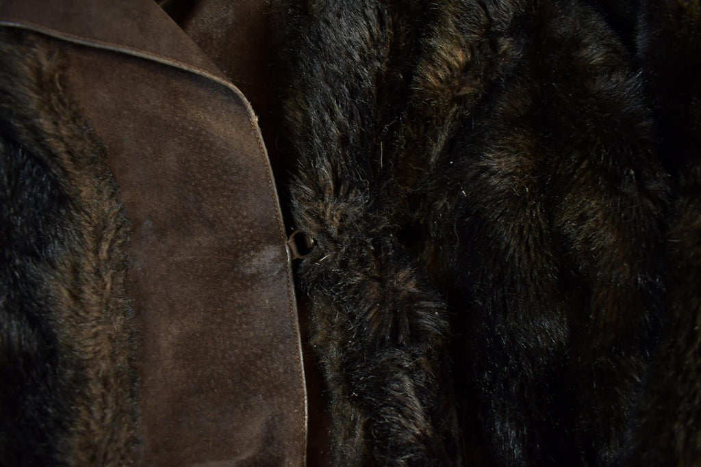 Vintage 1970s Rosewin Faux Fur Leather Coat Women's M-L