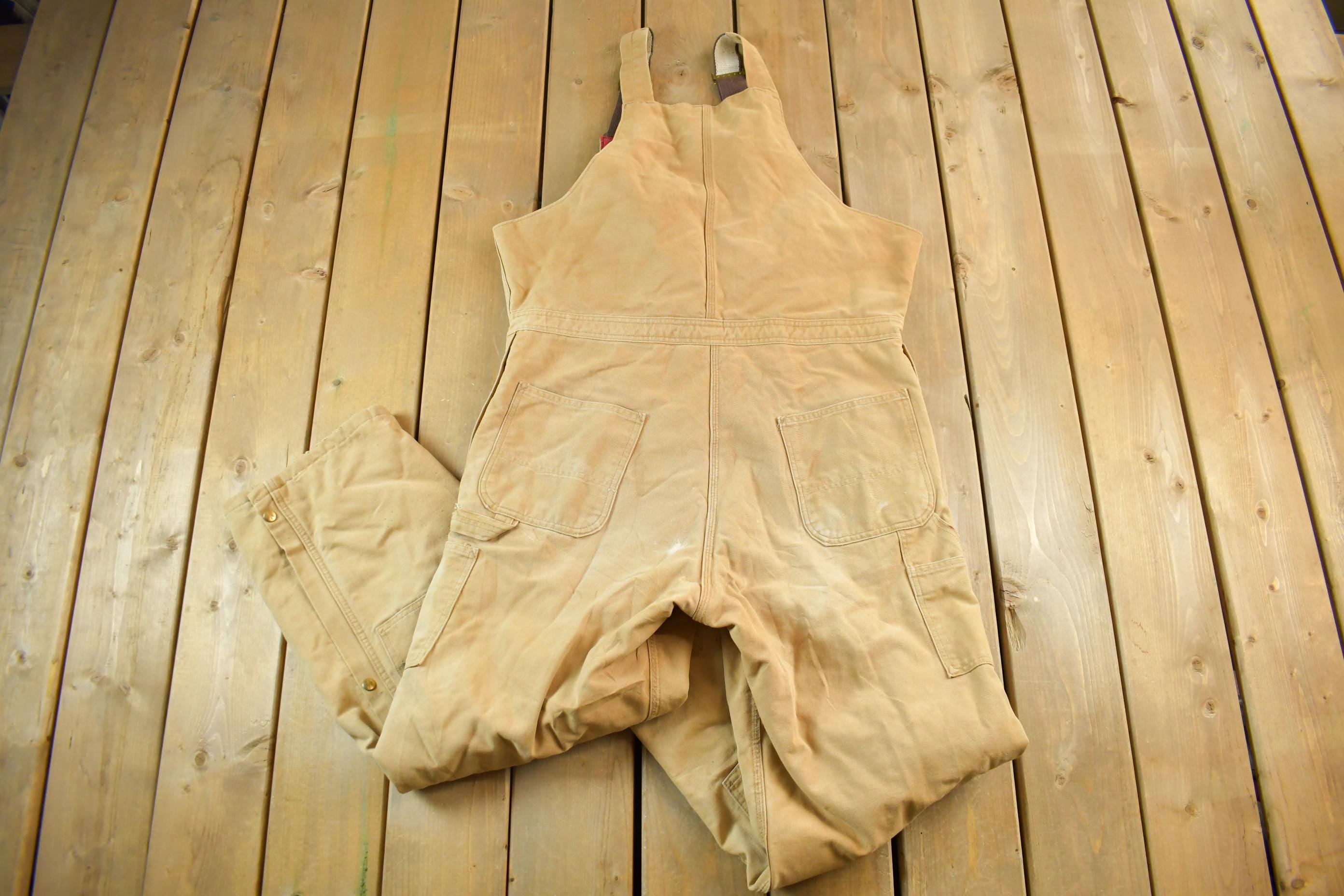 Vintage 1990s Carhartt Double Knee Canvas Overalls Size 46x29
