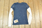 Women Vintage Deadstock Vigoss Y2K Argyle Lion Double Sleeve T-Shirt / Vigoss Grunge Skull Print / Contrast Stitch / Internet Famous