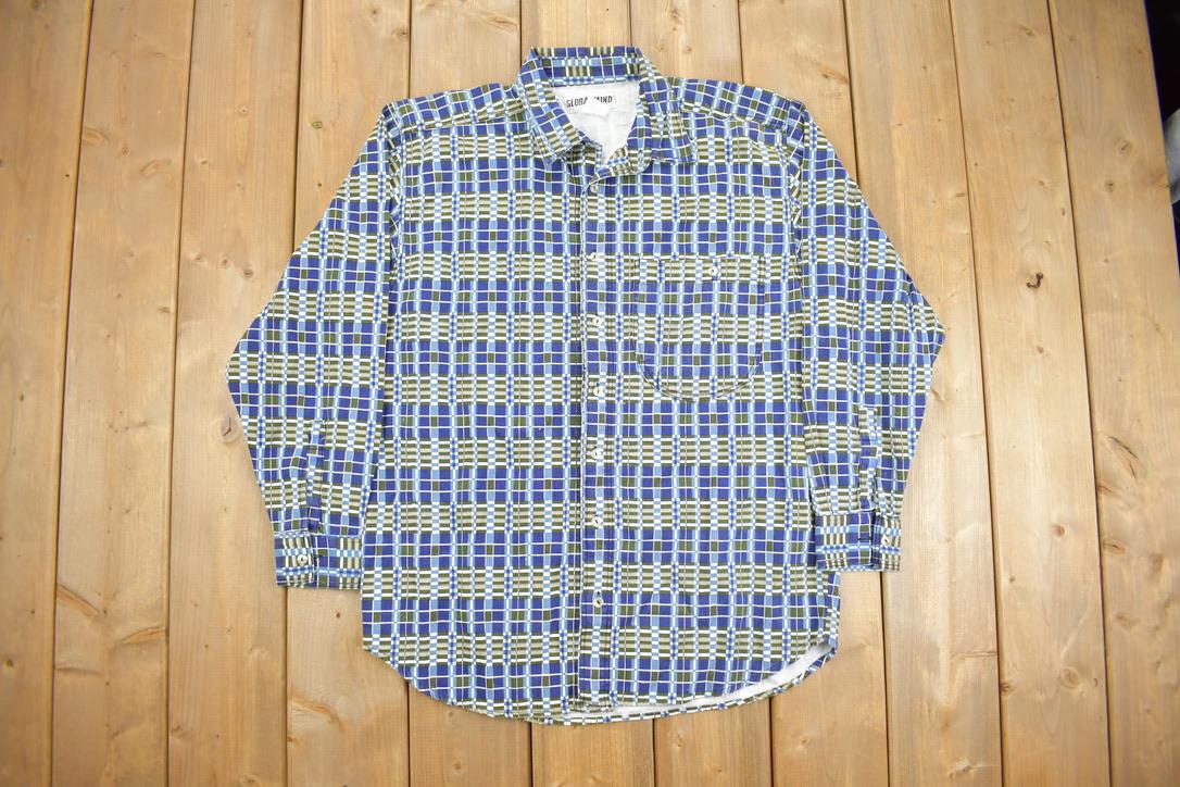 Vintage 1990s Global Mind Plaid Button Up Shirt