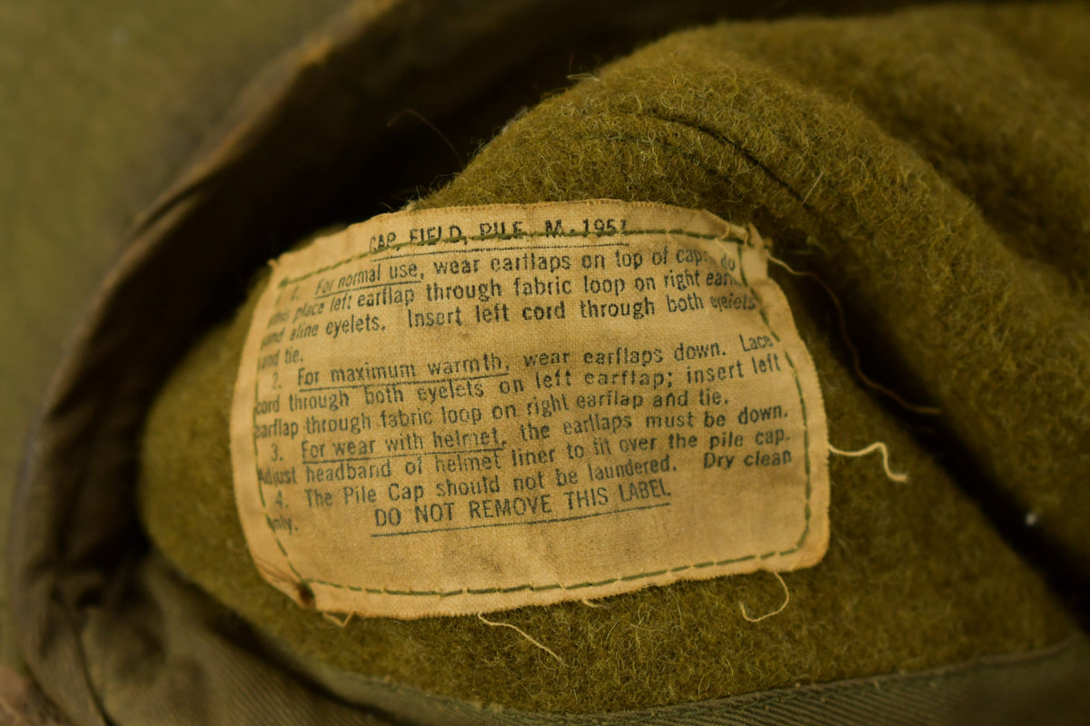 Vintage 1953 Military Pile Field Cap Hat Size 7 1