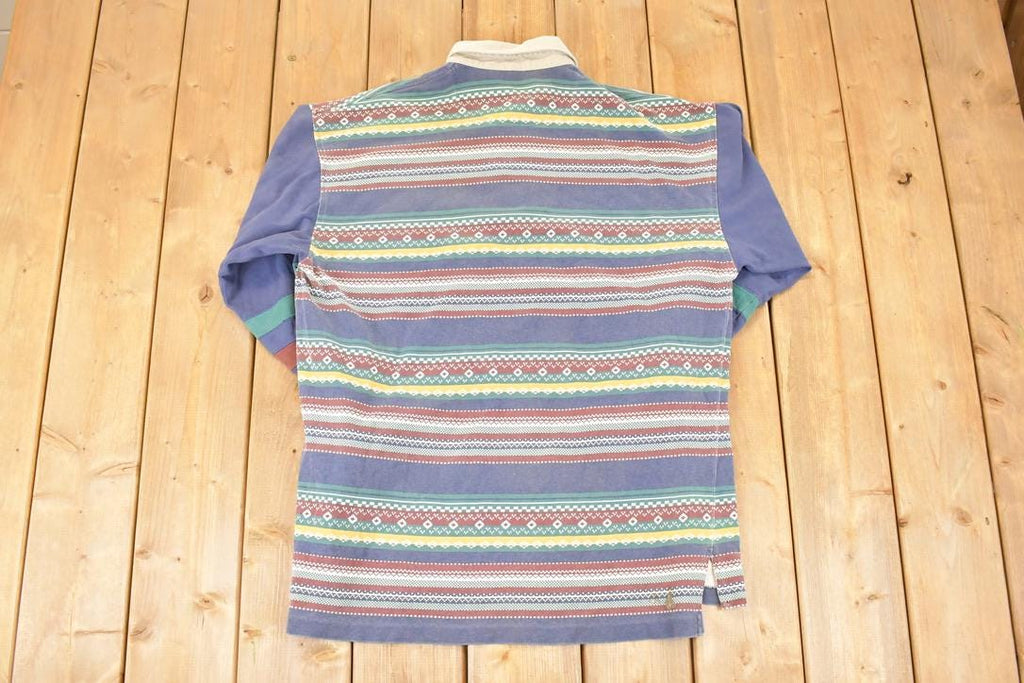 Vintage 1990s Cross Creek Abstract Winter Rugby Button Up Shirt Men's L