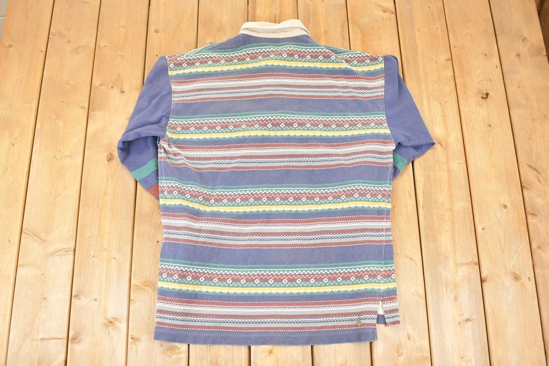 Vintage 1990s Cross Creek Abstract Winter Rugby Button Up Shirt Men's L