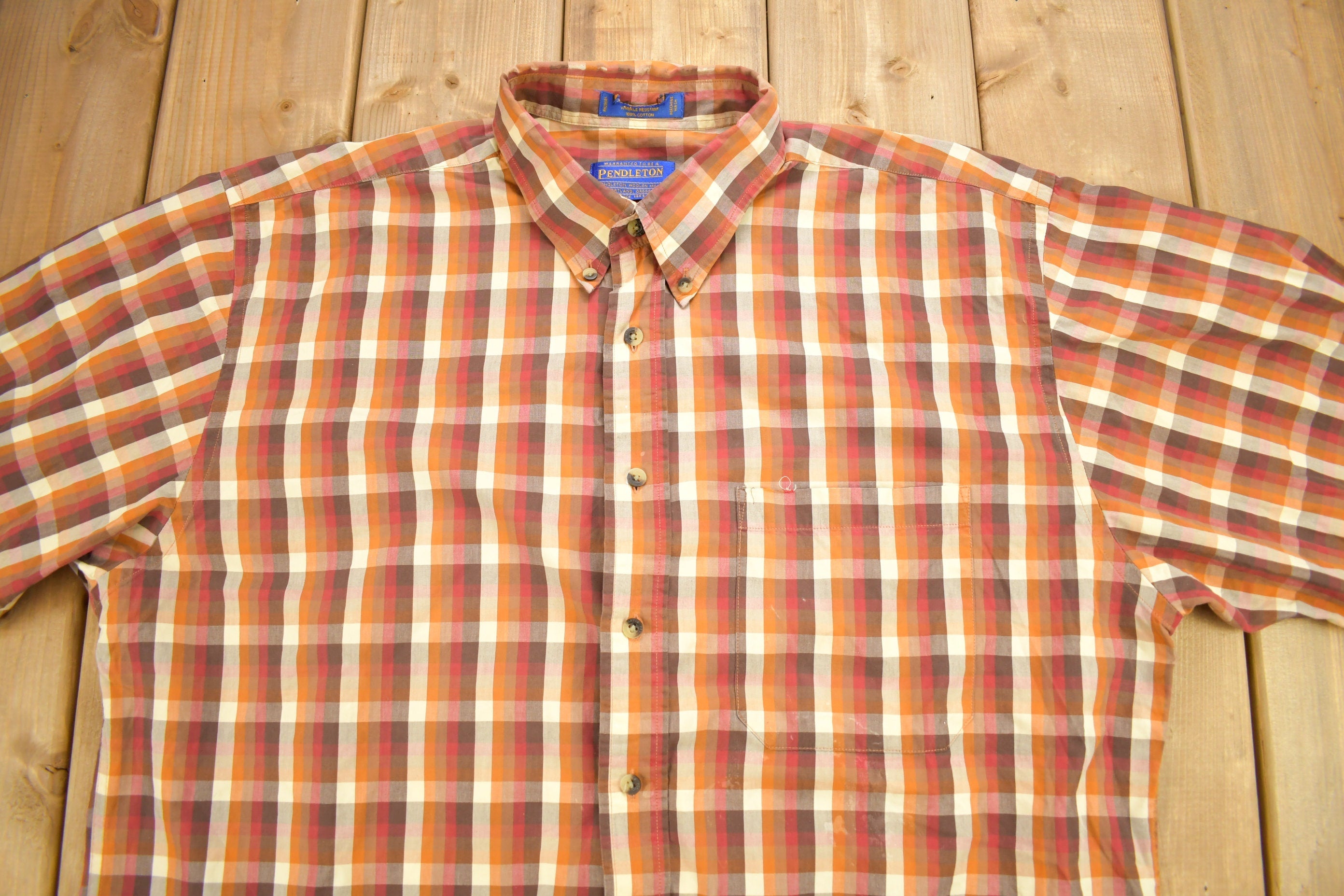 Vintage Pendleton Plaid Button Up Dress Shirt
