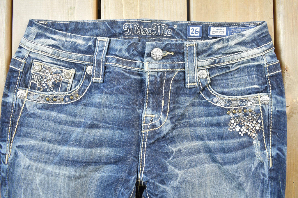 Vintage Y2K Miss Me Bedazzled Low Rise Jeans Size 26x32