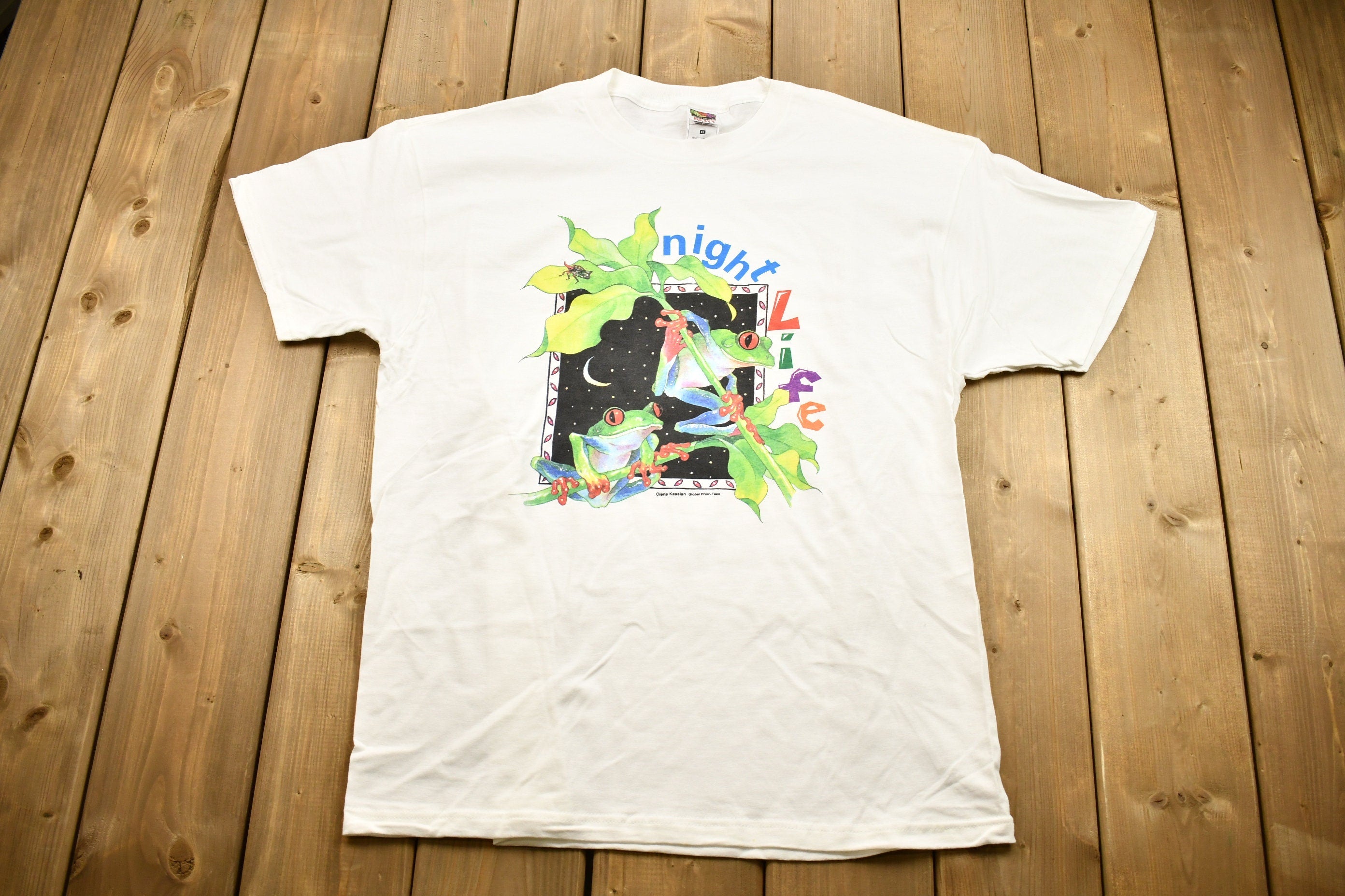 Vintage 1990s Night Life Tree Frog Graphic T-Shirt