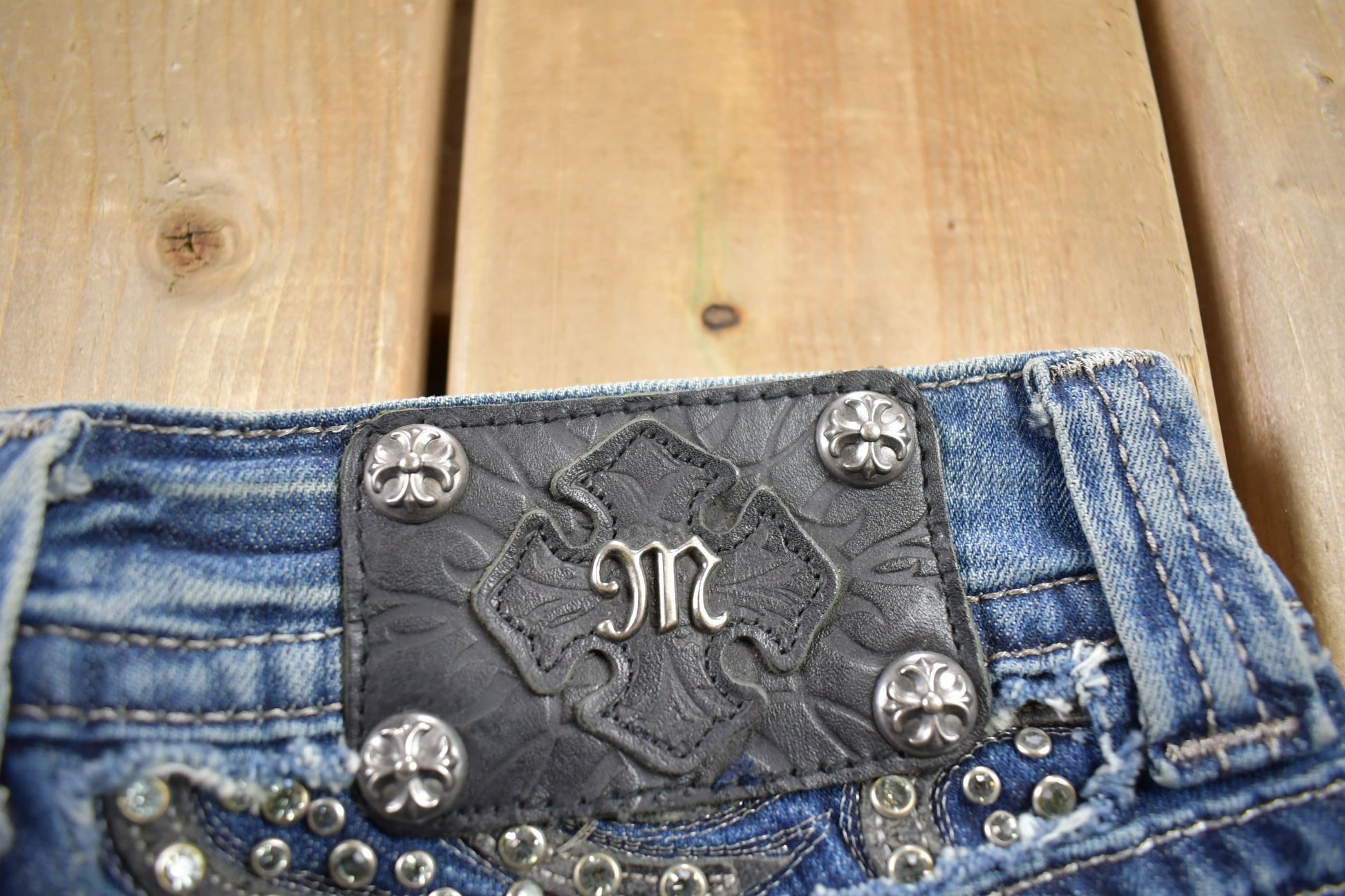 Vintage Y2K Miss Me Bedazzled Low Rise Jeans Size 26x32