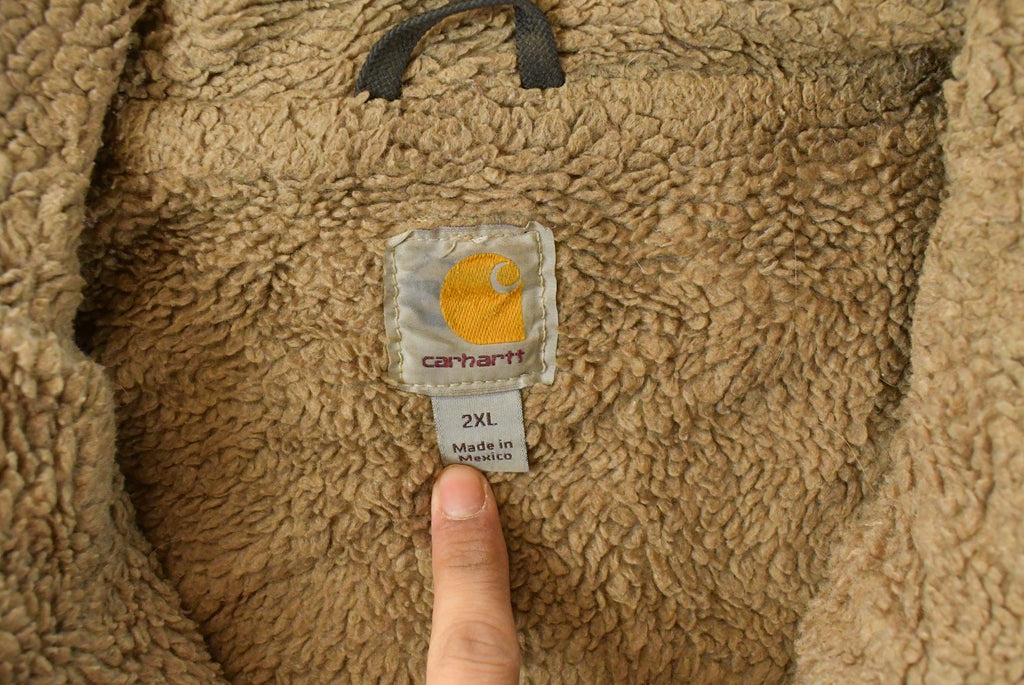 Vintage 2000s Carhartt Sun Faded Distressed Sherpa Lined Jacket Vest Mens 2XL