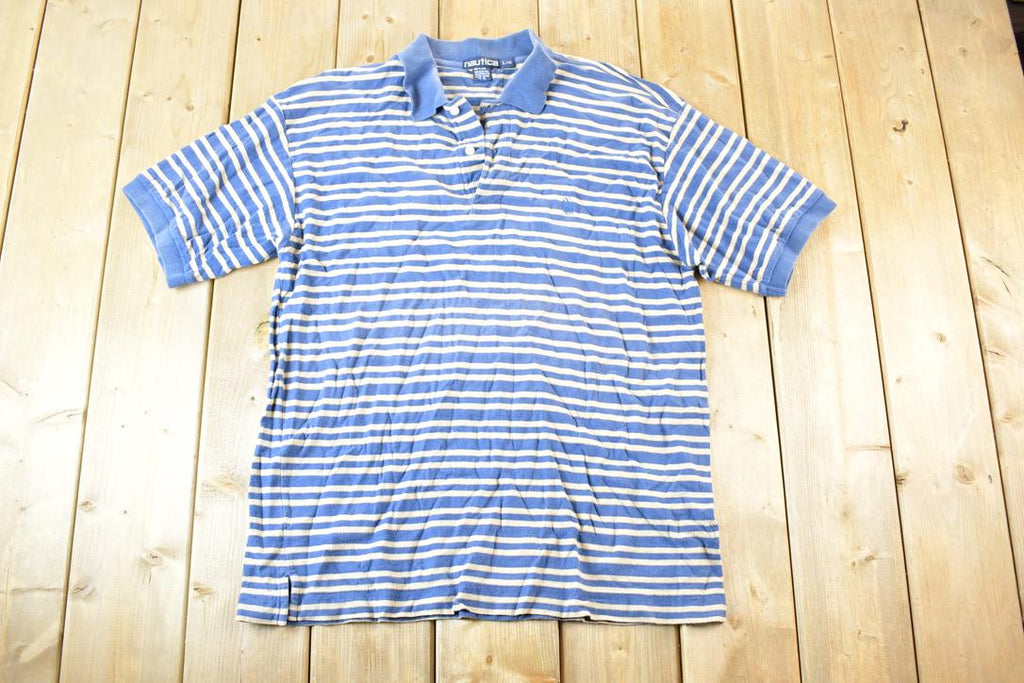Vintage 1990s Nautica Striped Quarter Button Up Shirt Men's L