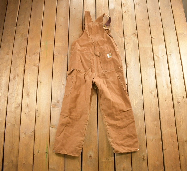 Vintage 1990s Carhartt Double Knee Canvas Overalls Size 40x30