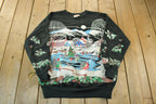 Vintage 1990s Winter Scene Outdoor Graphic Crewneck Sweater