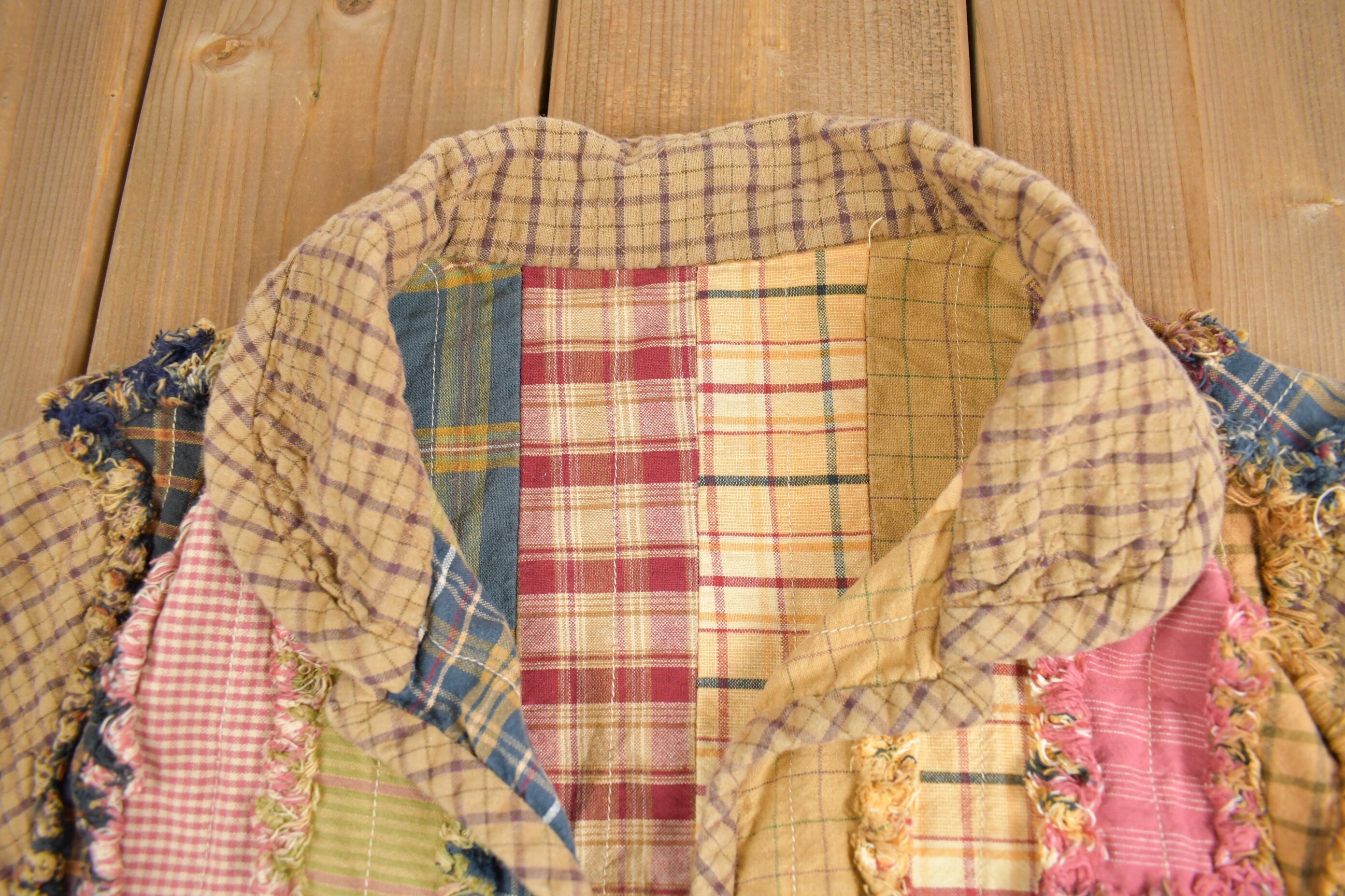 Vintage 1990s Plaid Patchwork Sweater