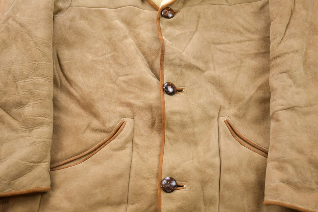 Vintage 1980s Nurseys Sheepskin Shearling Leather Jacket