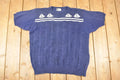 Vintage 1990s Kobe Nautical Cable Knit Crewneck Sweater Mens L