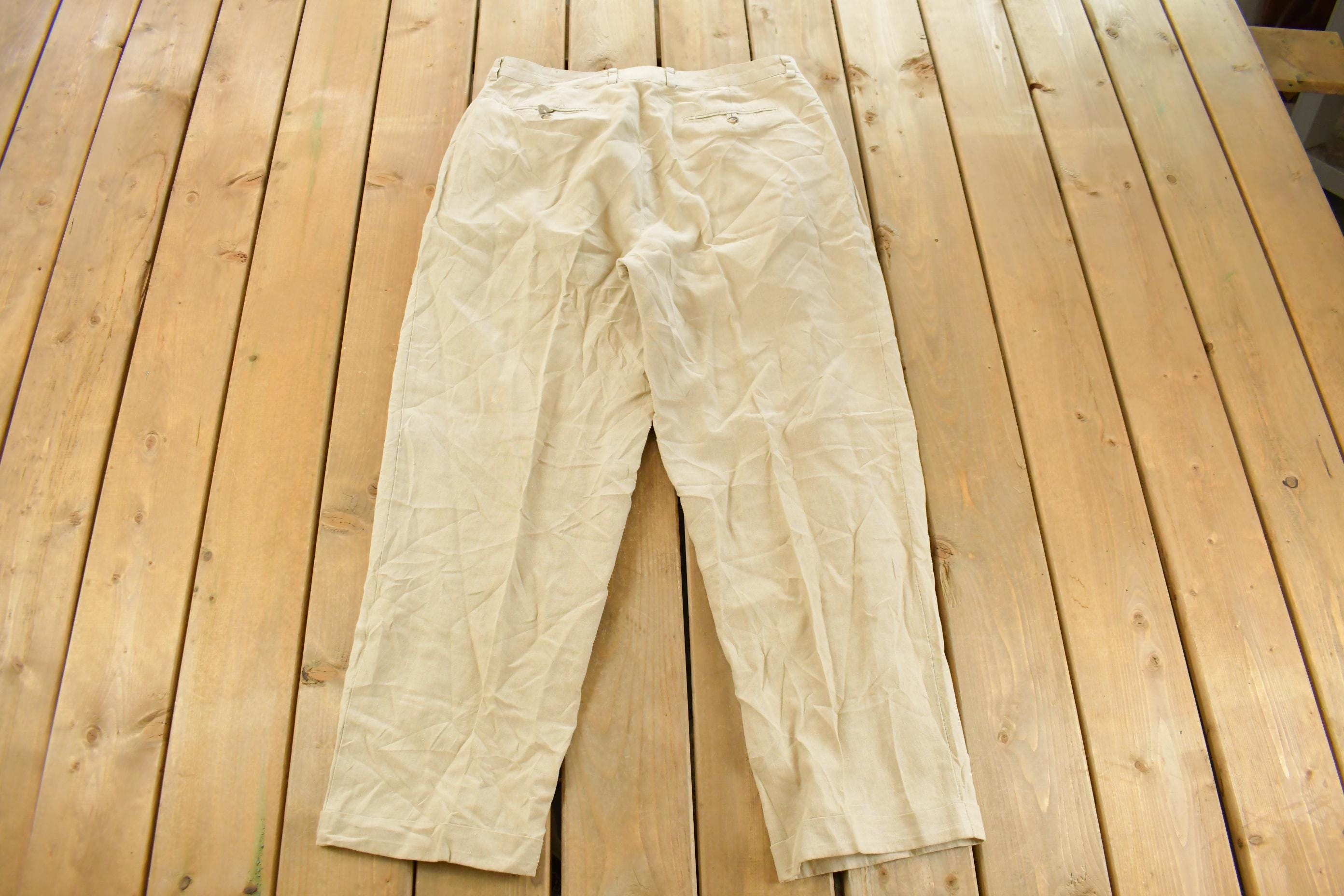 Vintage 1990s Banana Republic Linen Pleated Trousers Men's 36 x 30