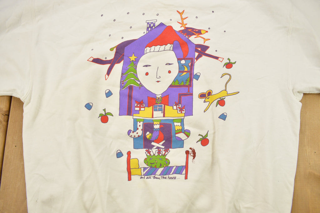 Vintage 1990s Christmas Theme Crewneck Sweatshirt