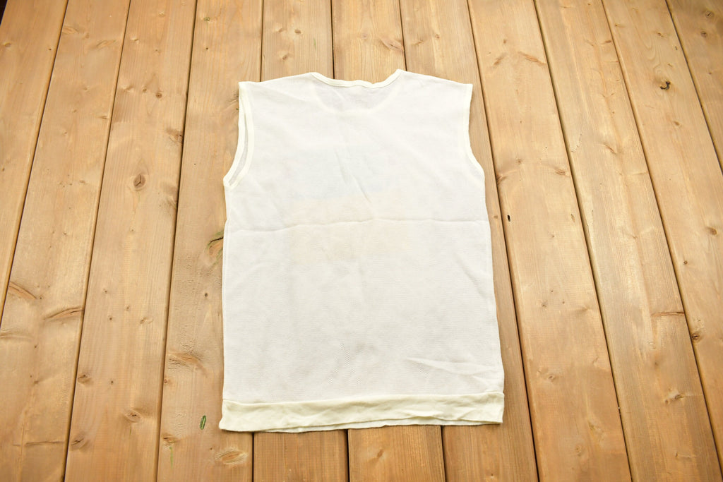 Vintage 1990s Beach Theme Sleeveless Mesh Shirt