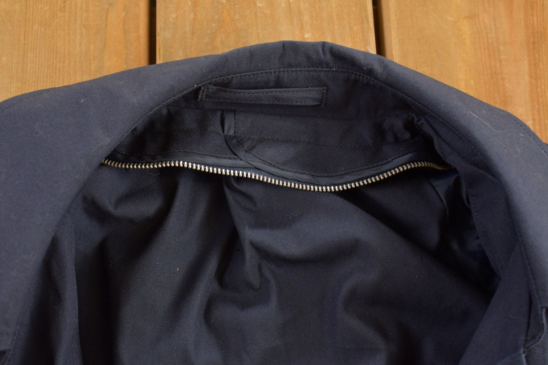 Vintage 1990s DSCP Defender Navy Blue Trench Coat